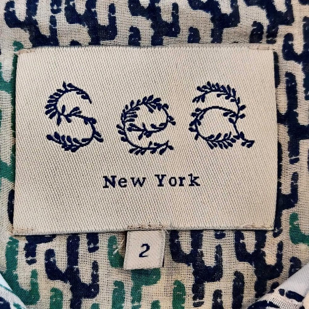 Sea New York Womens 2 Silk Cactus Print Sleeveless Tie Waist Tunic Mini Dress - Picture 9 of 10